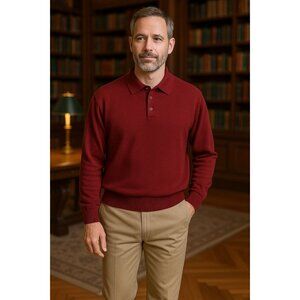 Duck Head Classic Burgundy Collared Sweater L Preppy Old Money Dark Academai